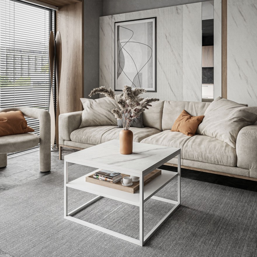 Couchtisch NOVA mit Ablage Marmor Levanto