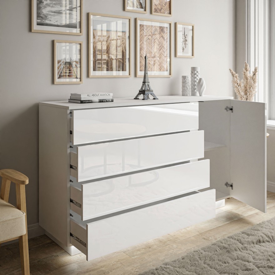 Komoda LINA II Weiß hochglanz Komoda LINA II Weiß hochglanz