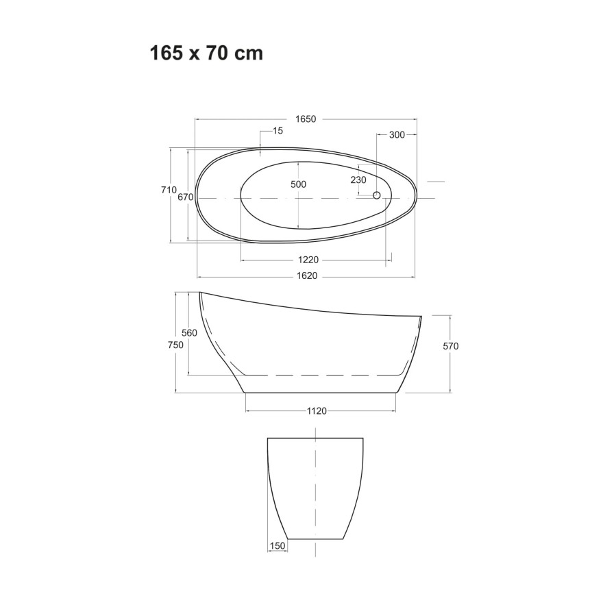 Freistehende Badewanne KAYA schwarz und weiß
