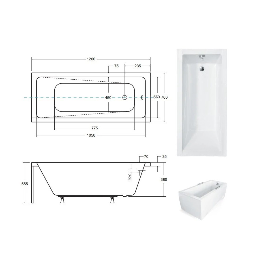 Rechteckige Badewanne MODERNA