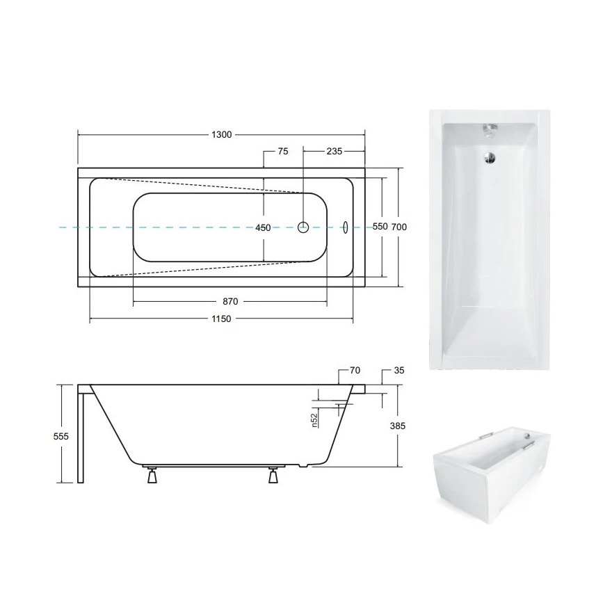 Rechteckige Badewanne MODERNA