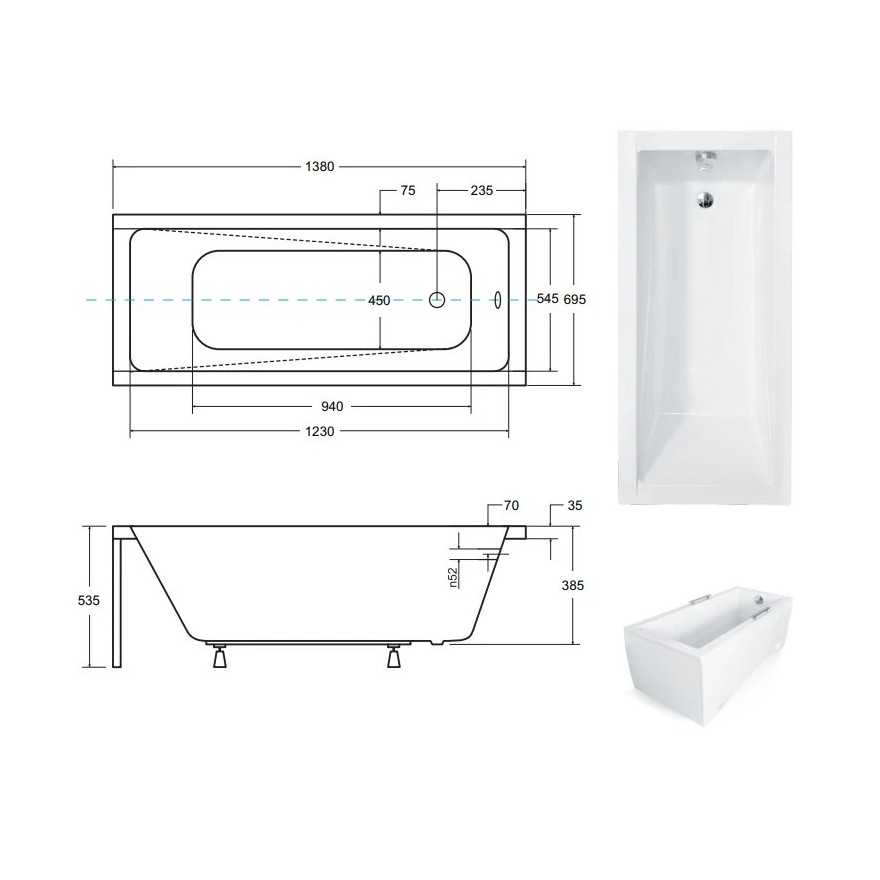 Rechteckige Badewanne MODERNA