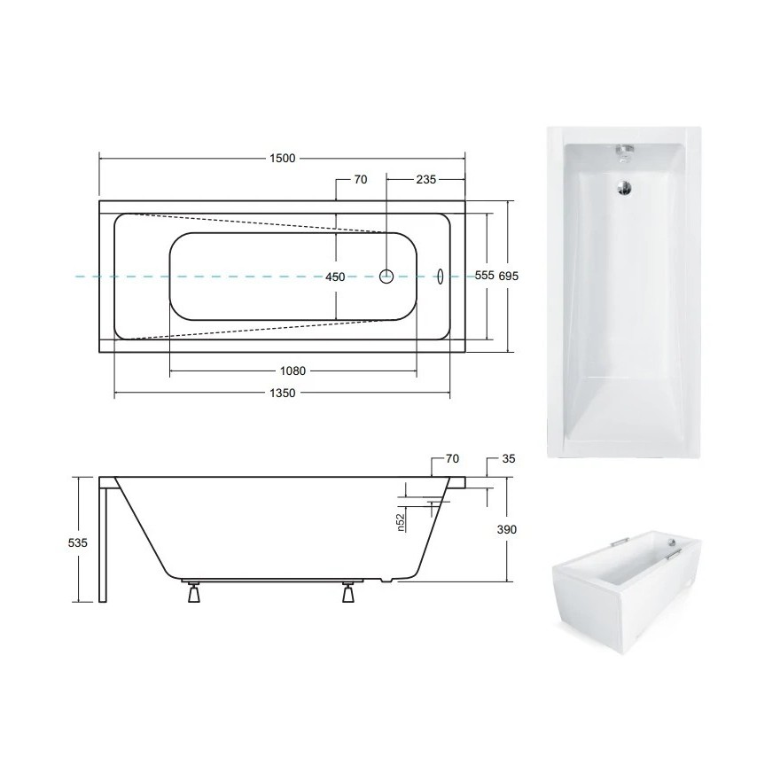 Rechteckige Badewanne MODERNA
