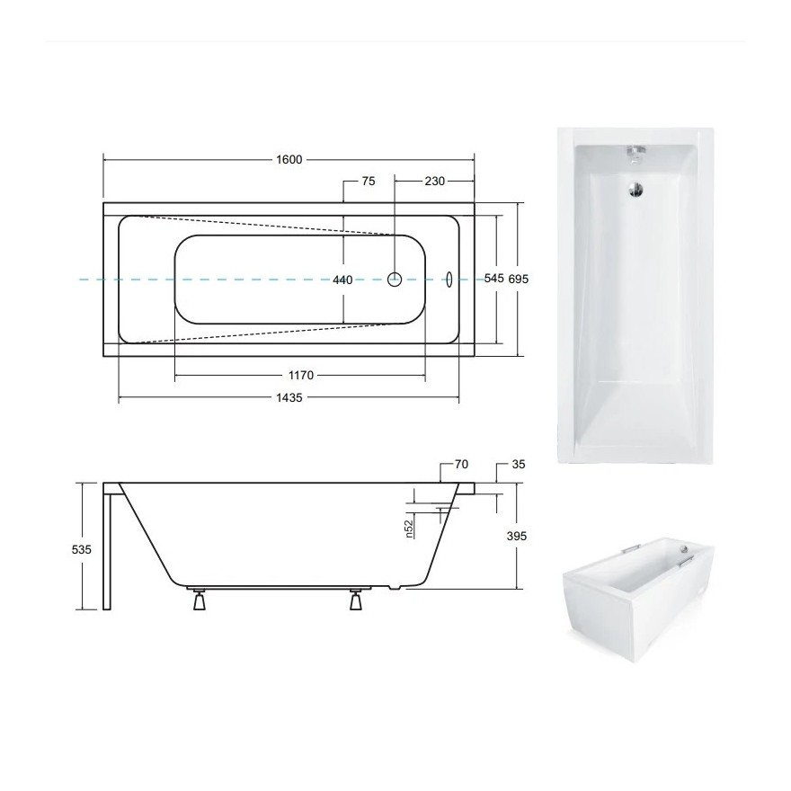 Rechteckige Badewanne MODERNA