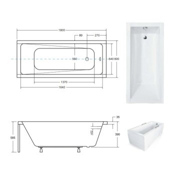 Rechteckige Badewanne MODERNA