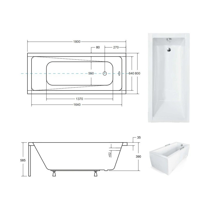 Rechteckige Badewanne MODERNA
