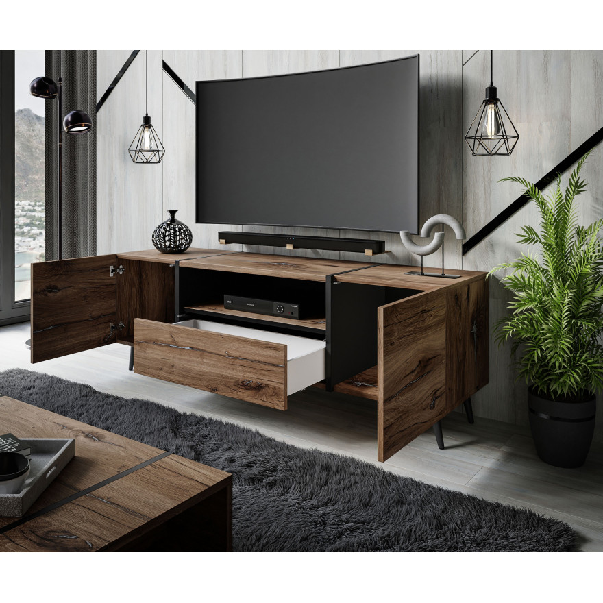 TV-Schrank ONYX LOFT auf Beinen 158 cm Flagstaff Eiche