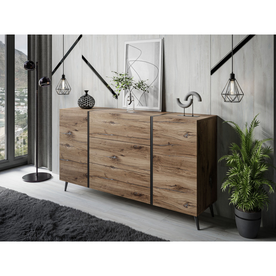 Kommode mit Schubladen ONYX LOFT auf Beinen Flagstaff Eiche