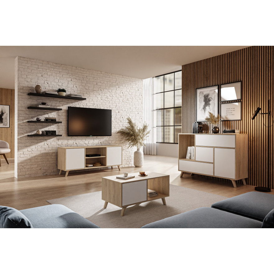 TV-Schrank CHICAGO II puccini Eiche weiß