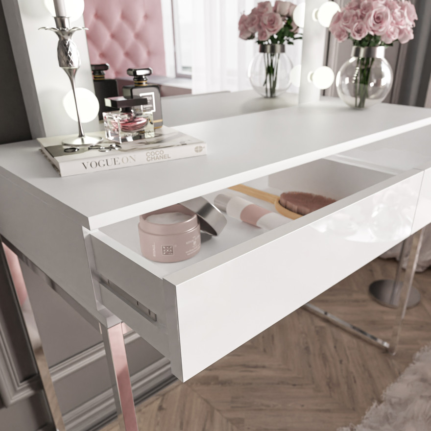 Schminktisch BLANCO GLAMOUR mit Spiegel und LED-Beleuchtung Schminktisch BLANCO GLAMOUR mit Spiegel und LED-Beleuchtung
