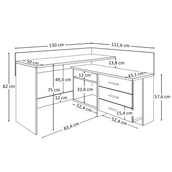 Eckschreibtisch ECKE Eiche artisan