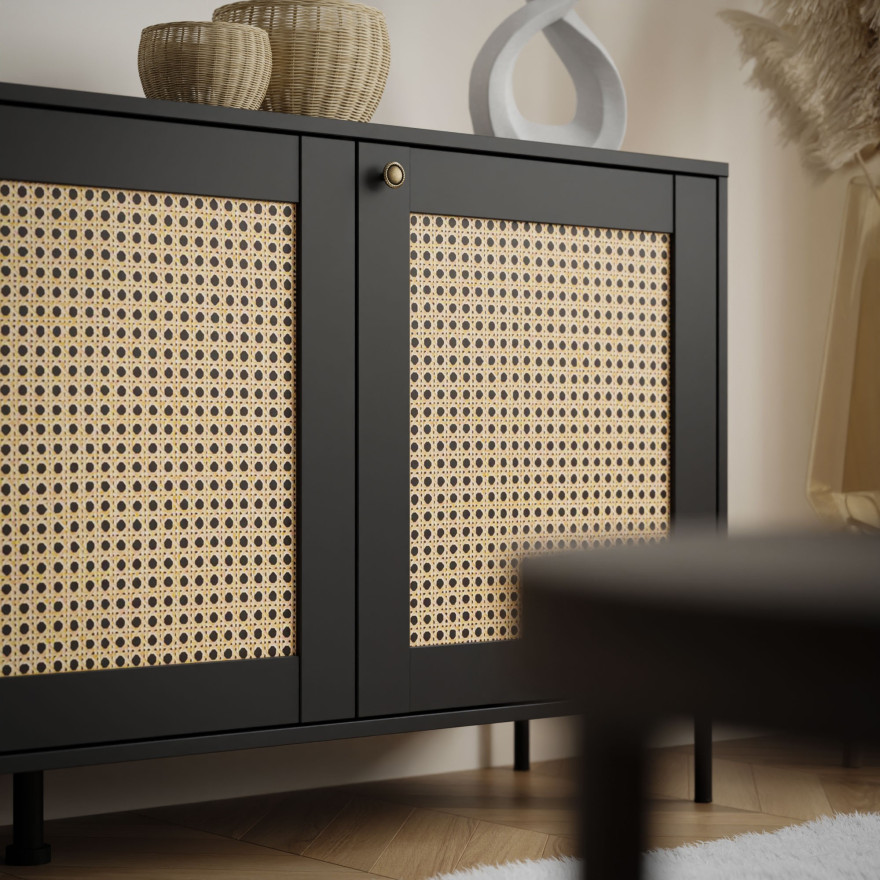 Dreitürige Kommode VIENNA 3D mit Wiener Geflecht