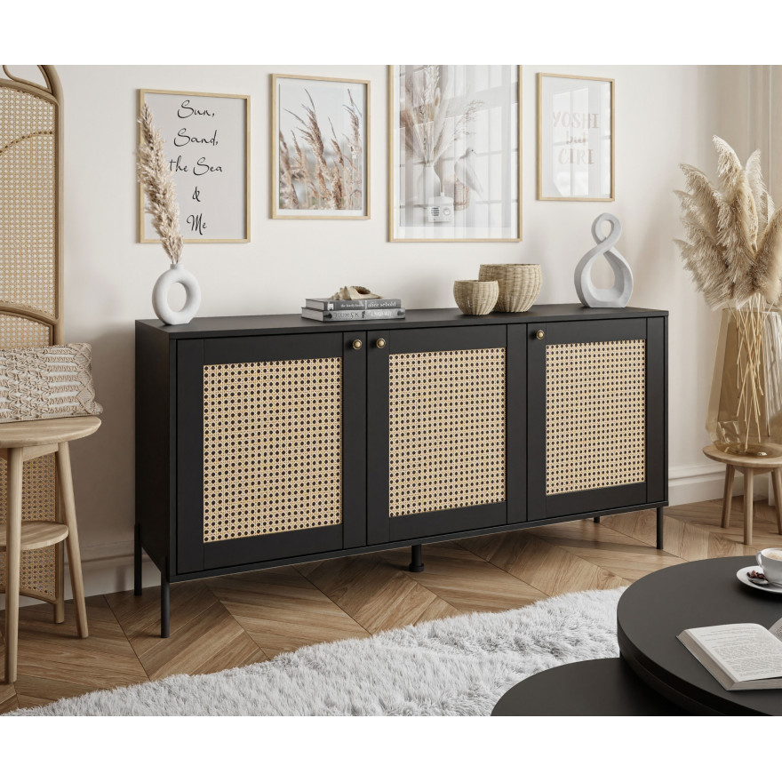 Dreitürige Kommode VIENNA 3D mit Wiener Geflecht