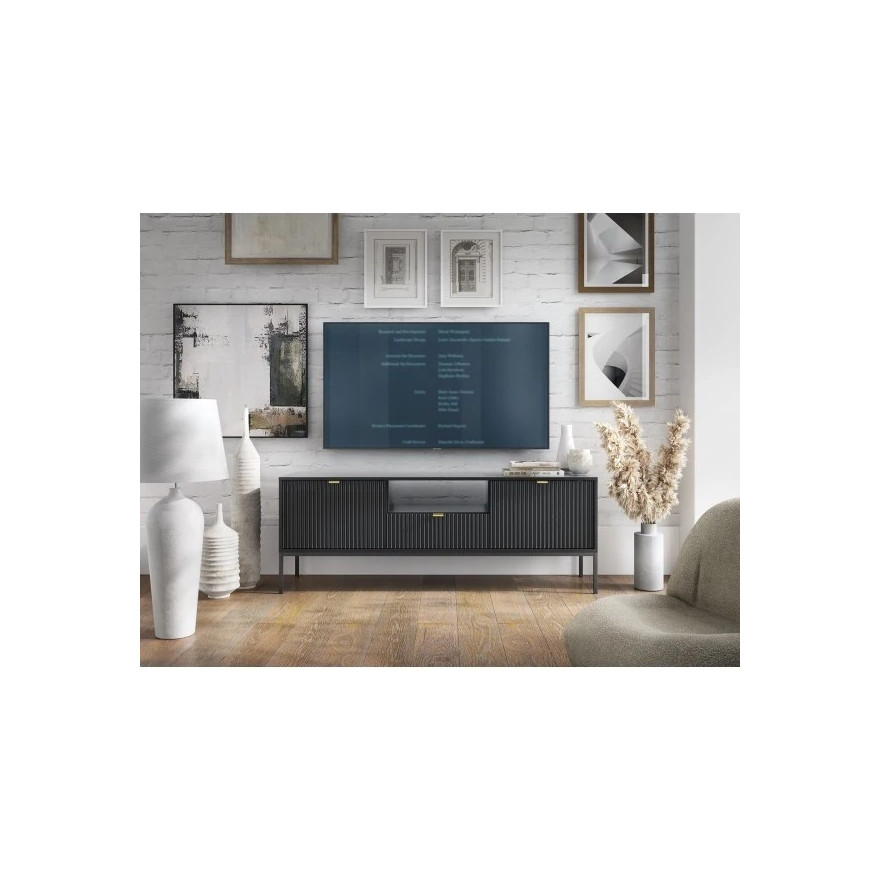 CORTADO schwarz-mattes Wohnzimmermöbel-Set