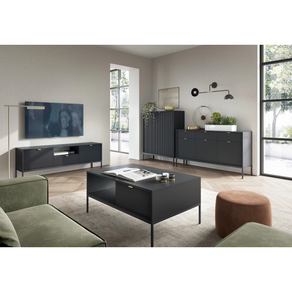 CORTADO II Wohnzimmer-Möbelset mattschwarz