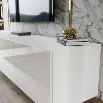 AURA PUSH OPEN Möbelset weiß Hochglanz