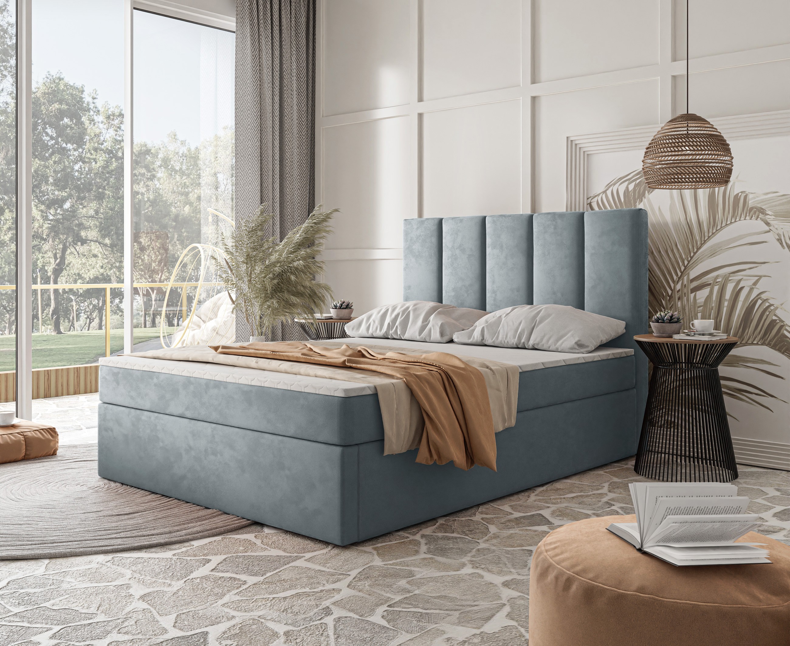 Kontinentalbett VILLEMO mit Behälter French Velvet 679