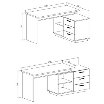 Schreibtisch CHIA mit Schubladen Artisan Eiche Grafit