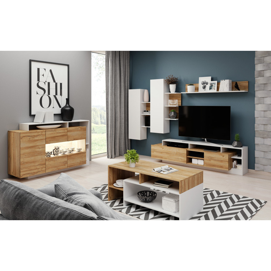 ALVO Kommode weiß matt/Eiche grande LED ALVO Kommode weiß matt/Eiche grande LED