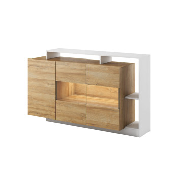 ALVO Kommode weiß matt/Eiche grande LED