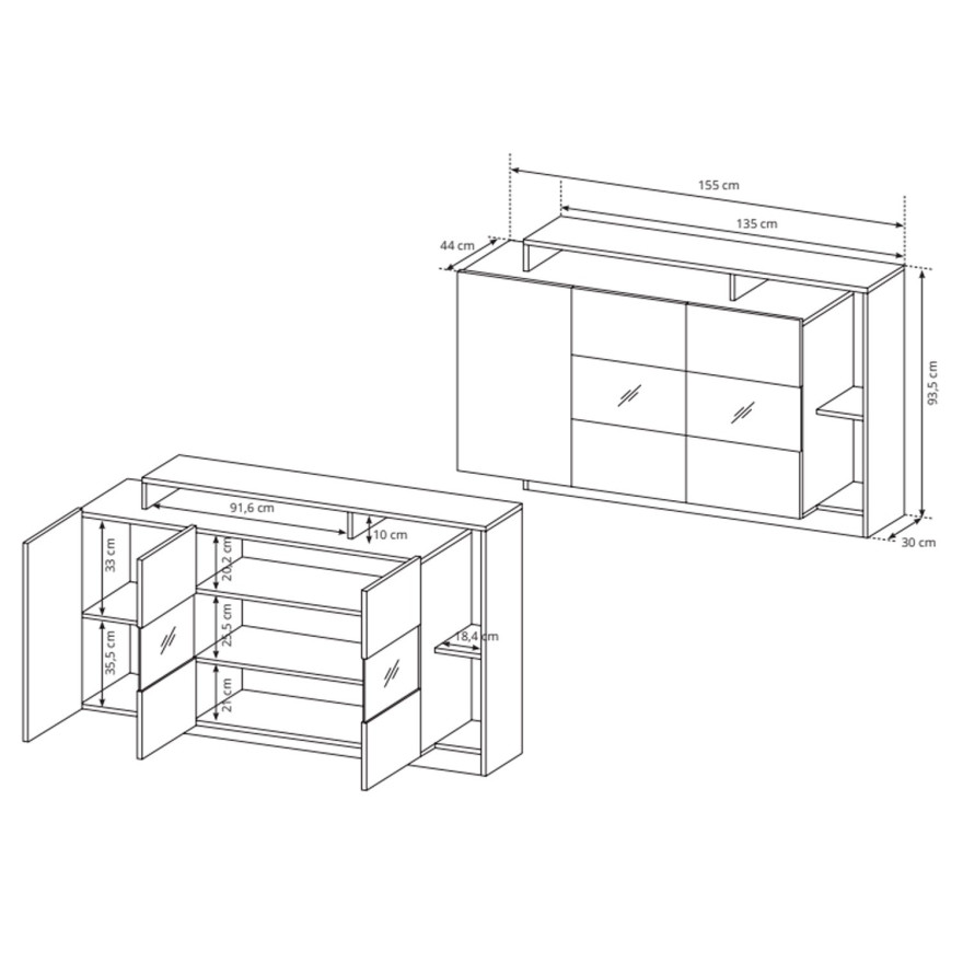 ALVO Kommode Anthrazit Craft Eiche