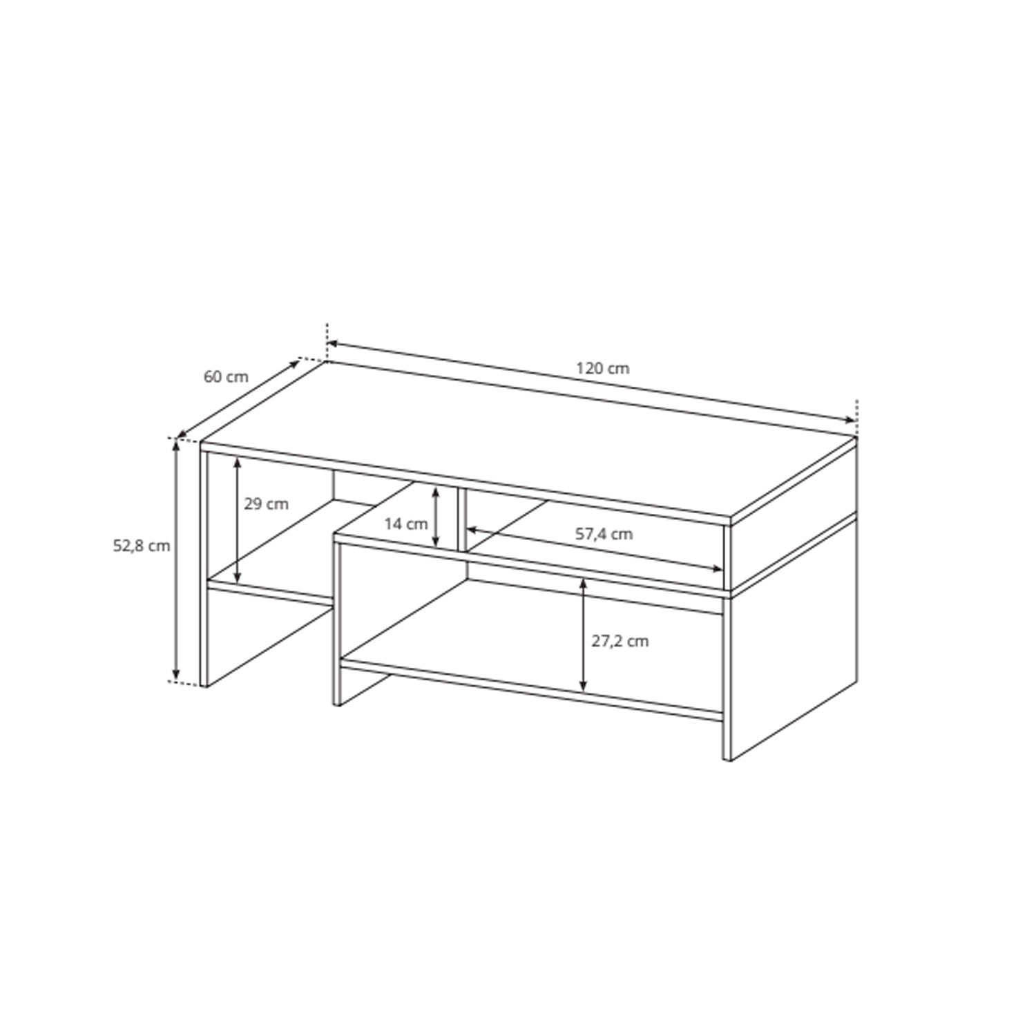 Couchtisch ALVO Anthrazit Craft Eiche