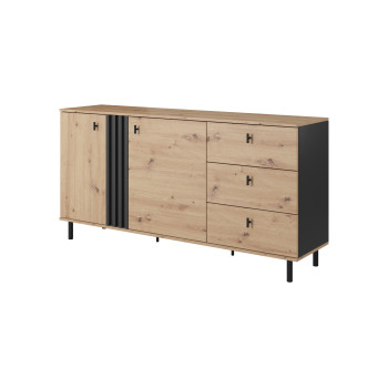 Schubladenkommode MADDIE 2D3S 165 cm Eiche artisan anthrazit