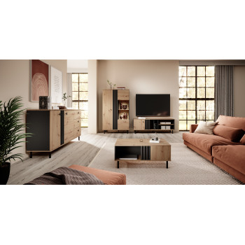 RTV-Schrank MADDIE 138 cm Eiche artisan anthrazit