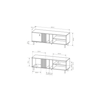 RTV-Schrank MADDIE 138 cm Eiche artisan anthrazit