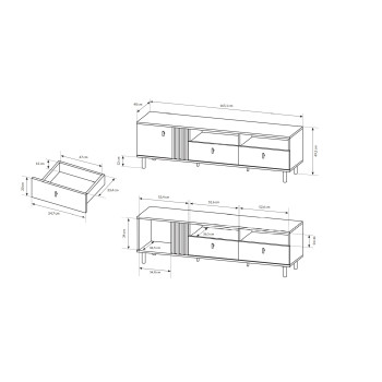 RTV-Schrank MADDIE 165 cm Eiche artisan anthrazit