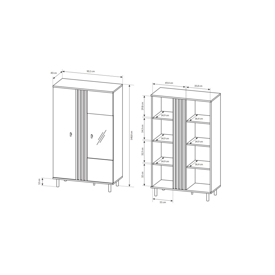 MADDIE II Möbelset Eiche artisan