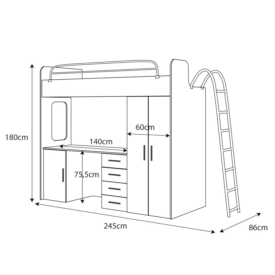 Kinderetagenbett KIDDO 4D Hochglanz
