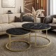 Okrągły stolik kawowy 2w1 CIRI SLIM złoty ciemny beton