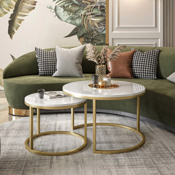 Runder Couchtisch CIRI 2in1 Gold Matt