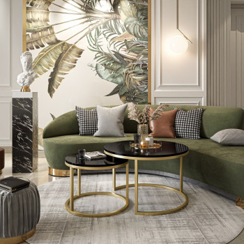 Runder Couchtisch CIRI 2in1 Gold Matt