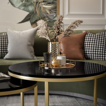 Runder Couchtisch CIRI 2in1 Gold Matt