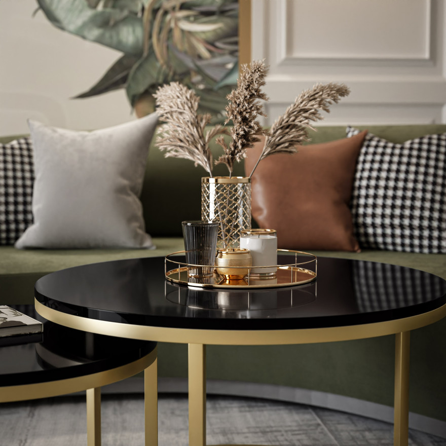 Runder Couchtisch CIRI 2in1 Gold Matt