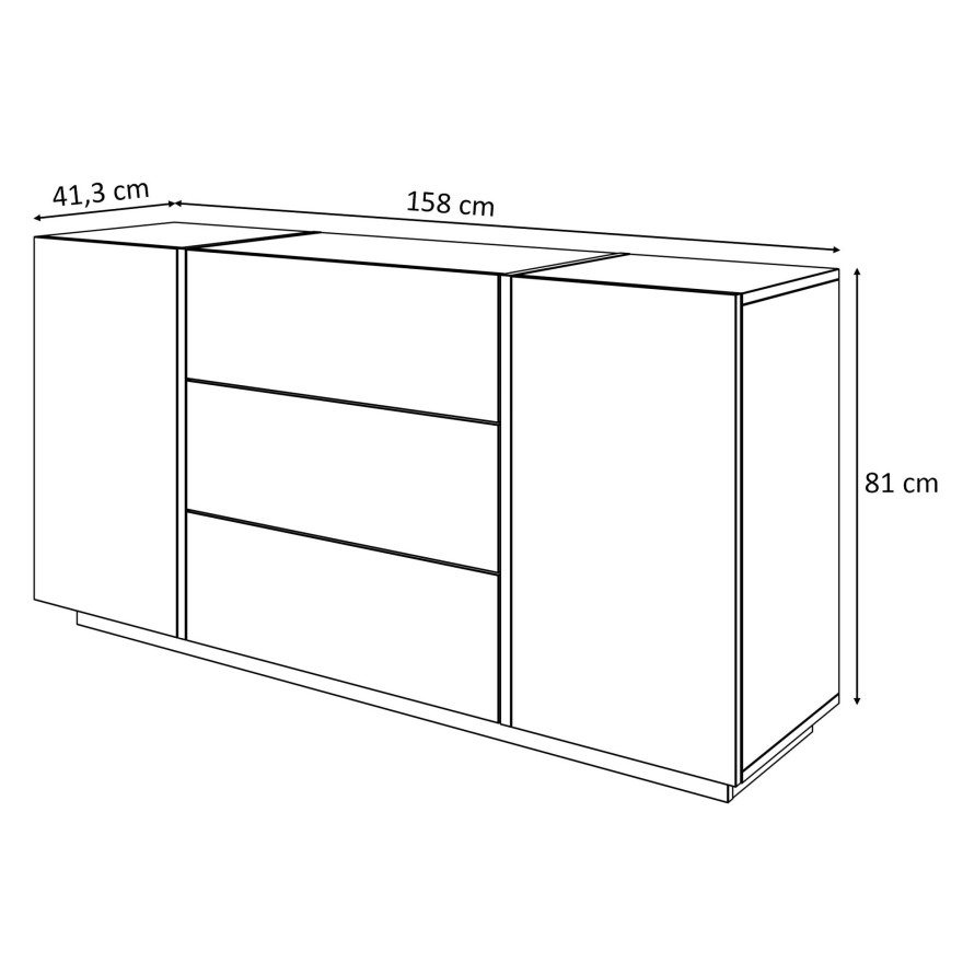Kommode mit Schubladen ONYX Hochglanz 158 cm