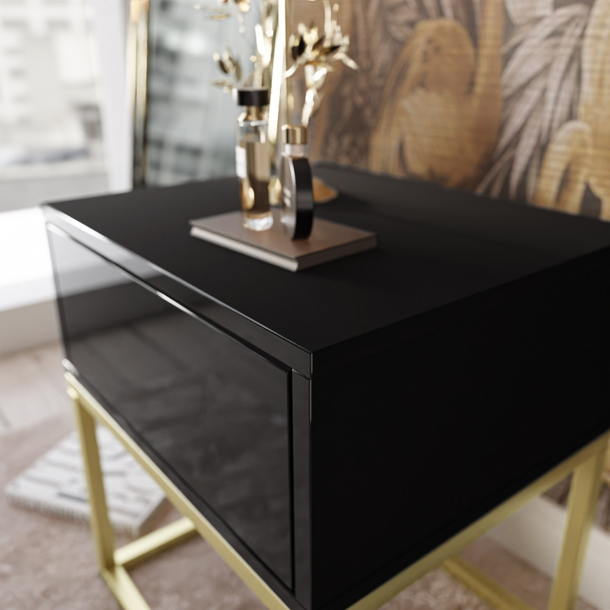 BLANCO GOLD II Nachttisch auf einem goldenen Gestell