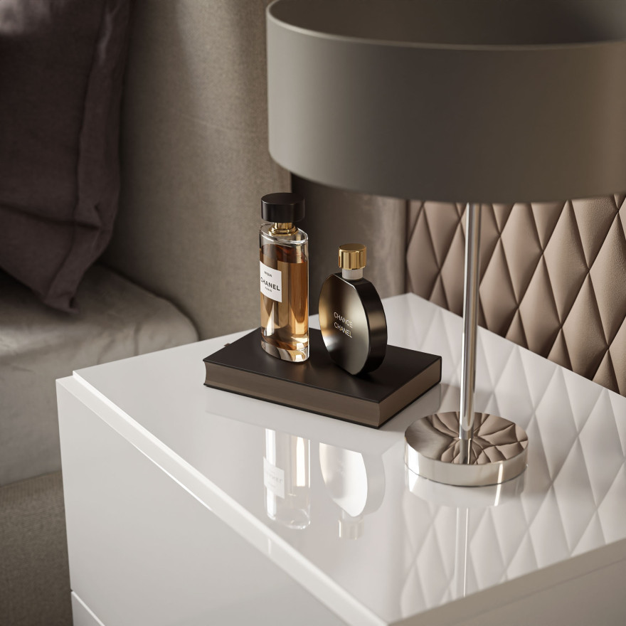 AURA LUX Nachttisch auf Beinen mit glänzender Platte