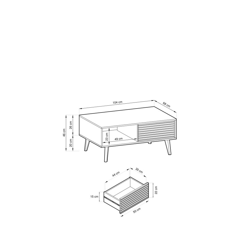 CONE Couchtisch mit Schubladen L104