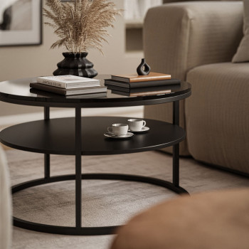 CIRI runder Couchtisch mit Ablage hochglanz