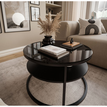 CIRI runder Couchtisch mit Ablage hochglanz