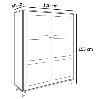 VIENNA 3D breite Vitrine mit Wiener Geflecht