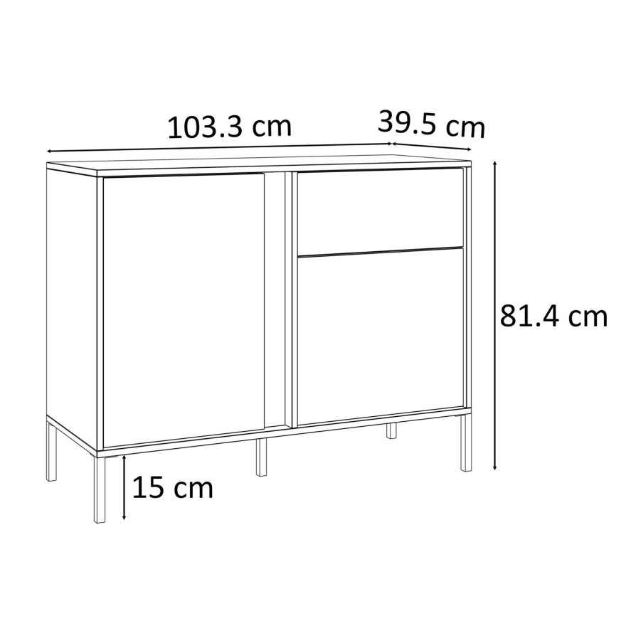 DELLE beige 103 cm Kommode mit Schublade