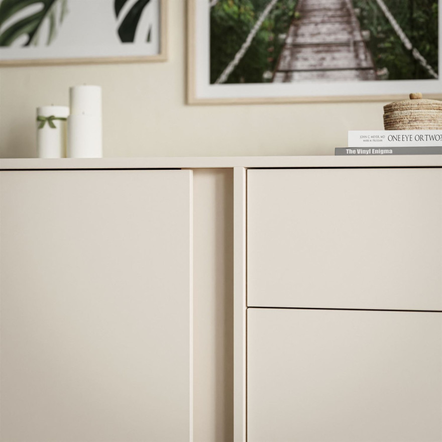 DELLE beige 153 cm Kommode mit Schubladen