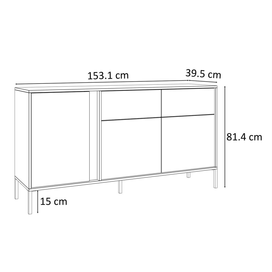 DELLE beige 153 cm Kommode mit Schubladen