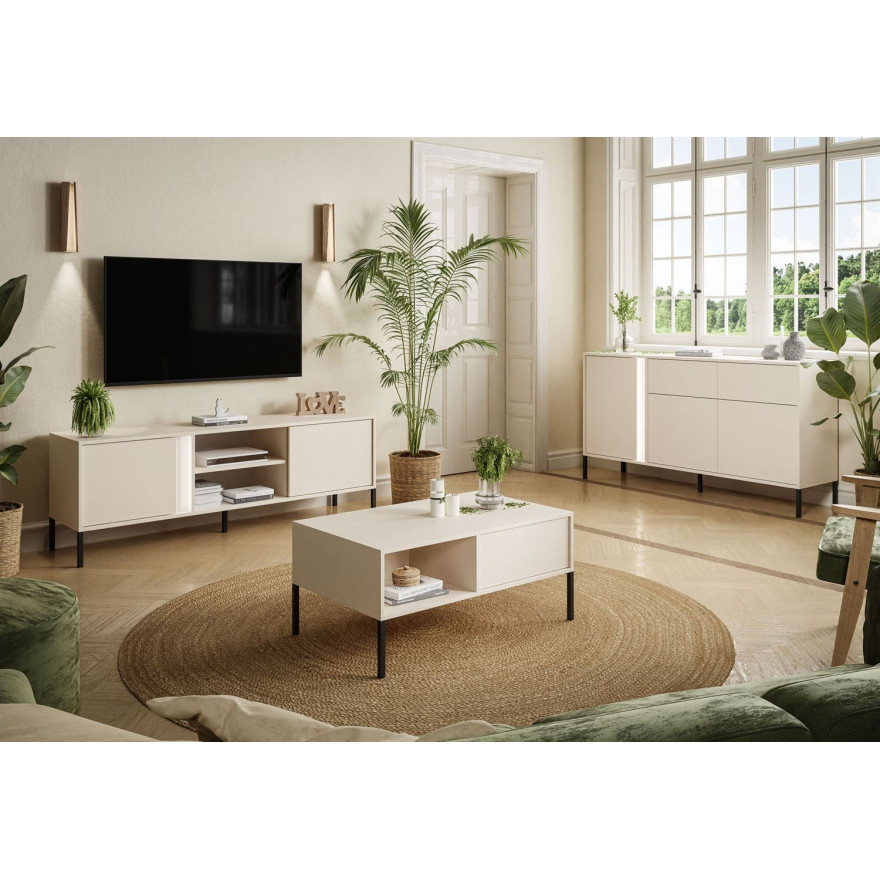 DELLE beige 153 cm Kommode mit Schubladen
