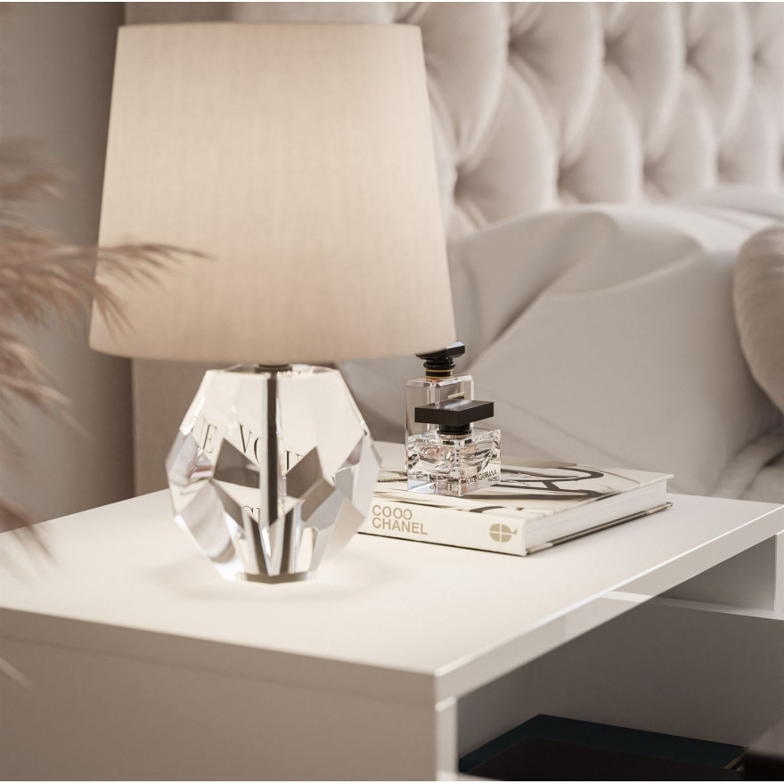 Nachttisch BLANCO GLAMOUR mit Chrom- Metallrahmen Nachttisch BLANCO GLAMOUR mit Chrom- Metallrahmen