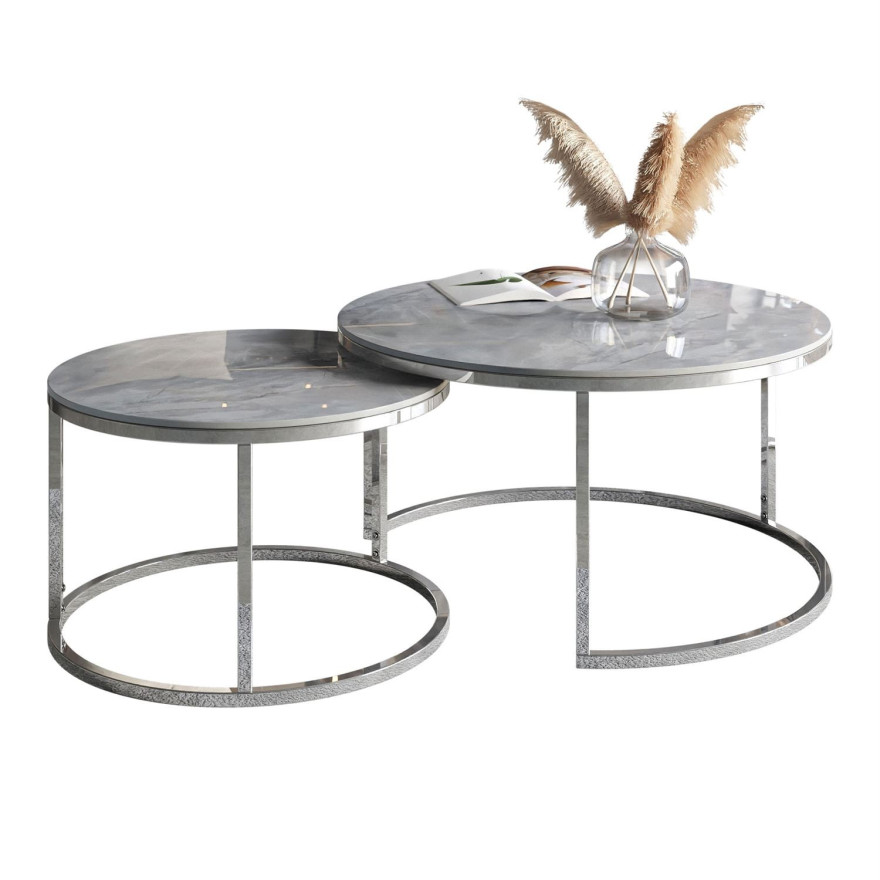 2in1 Couchtisch GRISE in Hochglanz